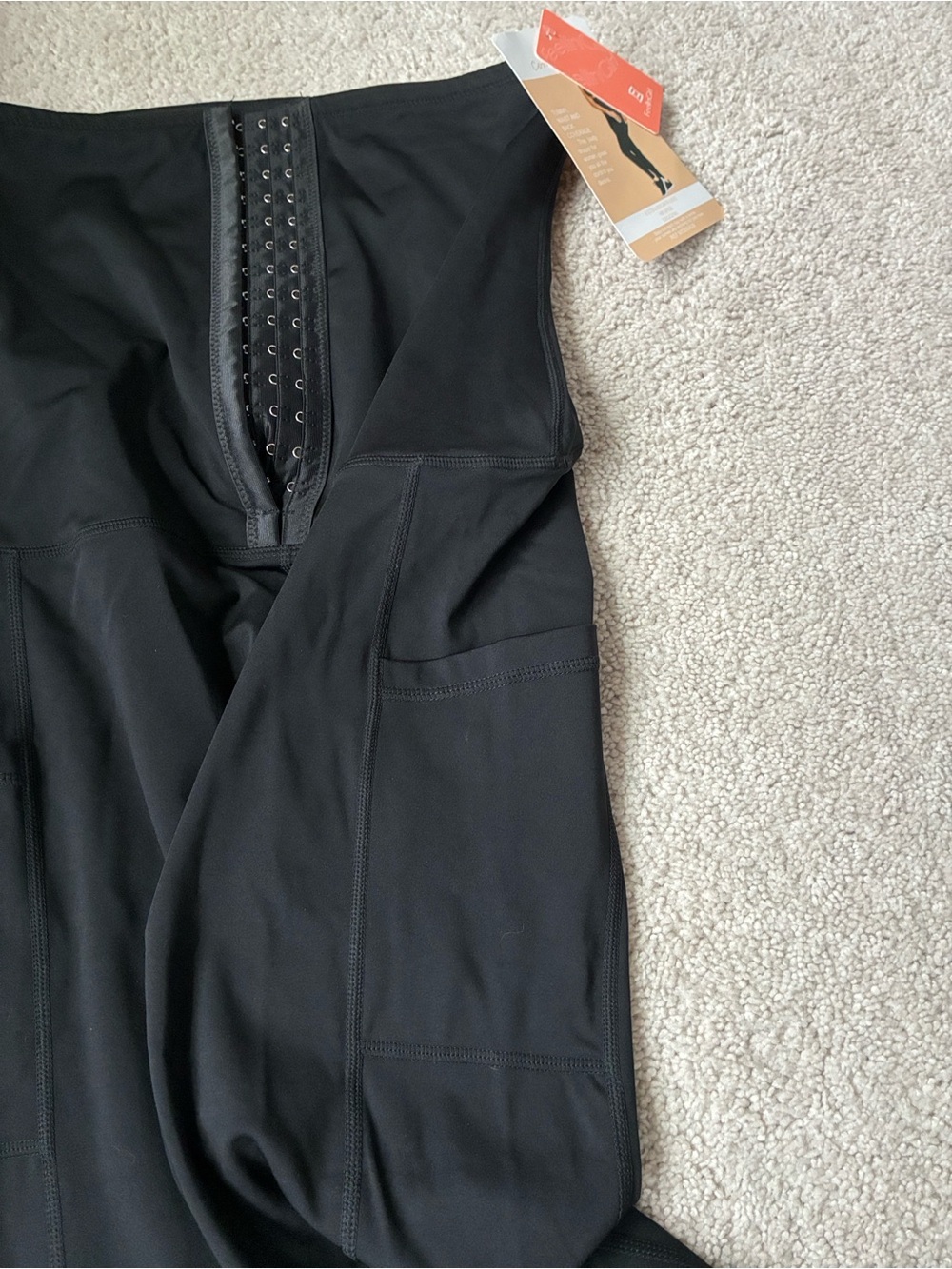 New Extra High-Waist Black Shapewear Leggings with Front Hook Closure size XL - Picture 2 of 9